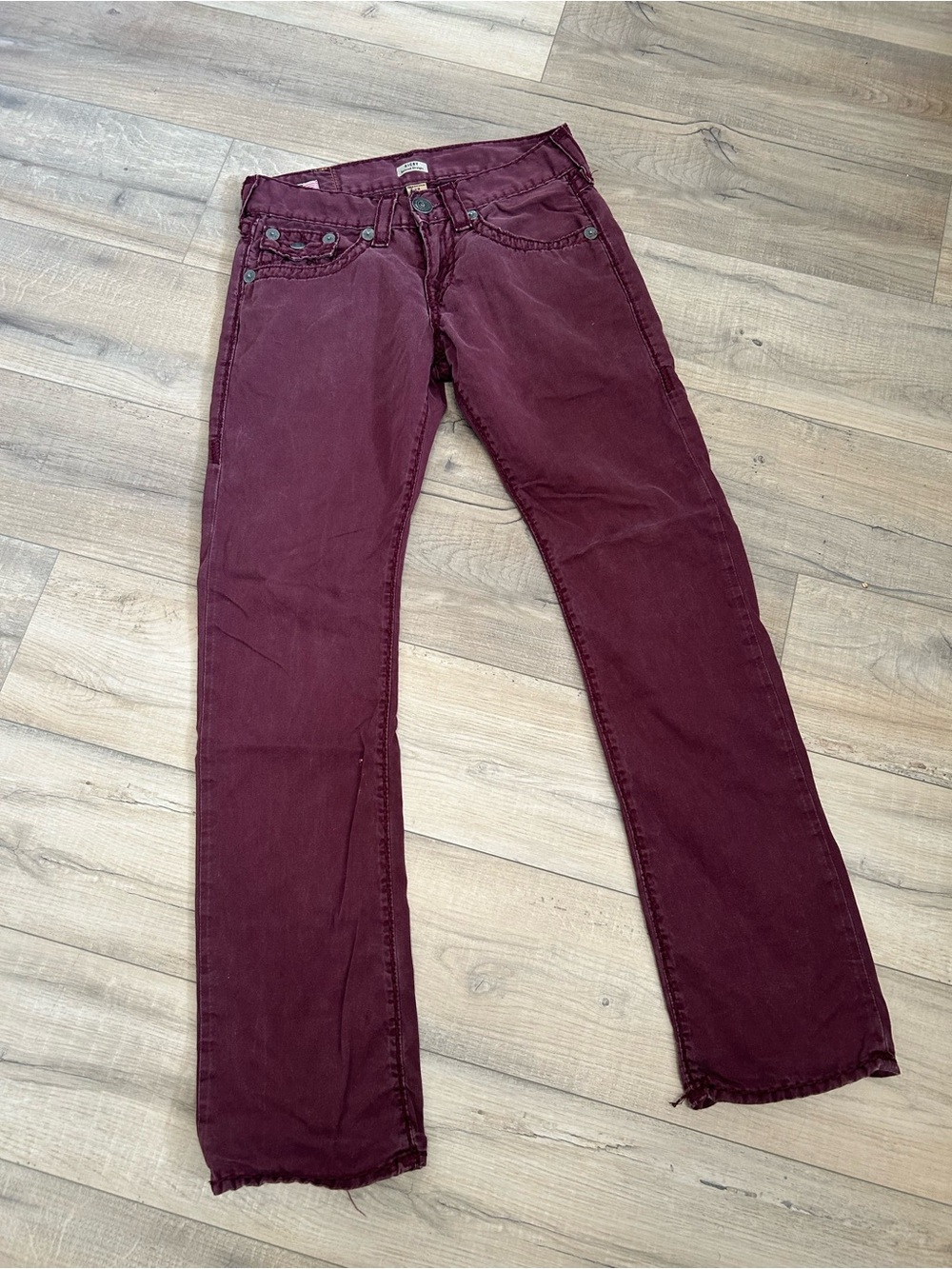 True Religion Women's Burgundy Straight Leg Jeans